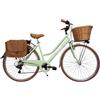 Cicli Tessari - bicicletta donna bici da città city bike da passeggio 28'' vintage retro' colore verde cesto vimini e borse laterali