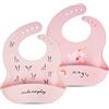 Vicloon Bavaglini Silicone, 2 Pezzi 3D Impermeabile Senza BPA, Pappa Svezzamento con Tasca Raccoglipappa, 4 Misure Regolabili, per Bambini e Neonati, Coniglio e Cavallo