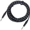 Pronomic Stage INST-6T Cavo per Strumenti 6m (jack 6,3 mm, guaina in tessuto, cavo per chitarra, punte placcate oro, sgancio a fascetta) nero/bianco