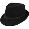 YCMI Cappello Fedora classico da uomo in feltro Manhattan-Gangster-Trilby con fascia unisex strutturato Trilby Fedora Hat (Taglia: S), Nero 2, M