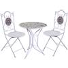 Giordanoshop Set Tavolino e 2 Sedie Ø60xh71 cm in Metallo con Mosaico Frigole Bianco