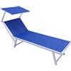 VivaGarden Lettino Prendisole Mare Professionale Spiaggia Giardino Madagascar 183/189x61x38 cm in Alluminio con Tettuccio Parasole colore Blu Melange - BC807926-CBLU