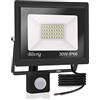Jefedana 1*Faretto LED da Esterno con Sensore di Movimento 30W 3000LM Faro LED Esterno IP66 Impermeabile LED Esterno Bianco Freddo 6000K Lampada a Rsparmio LED per Cortile, Campo da Basket