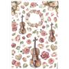 Carta di riso violini e rose Stamperia