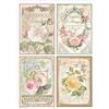 Carta di riso 4 cartoline rose Stamperia