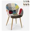 AHD AMAZING HOME DESIGN Sedia poltrona design patchwork nordico salotto cucina studio Finch Colore: Patchwork 3