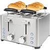 Profi Cook ProfiCook Tostapane, tostapane a 4 dischi, con 2 elementi di comando separati, funzione di scongelamento, riscaldamento/arresto rapido, tostapane con piano pane, tostapane in acciaio inox, PC-TA 1252