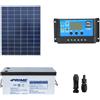 Kit solare fotovoltaico 200W 12V regolatore PWM 20A NV batteria AGM 200Ah