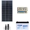 Kit solare fotovoltaico 100W 12V mono regolatore PWM 10A serie EU batteria 100Ah