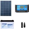 Kit solare fotovoltaico 100W 12V regolatore PWM 10A NV batteria AGM 100Ah