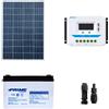 Kit solare fotovoltaico 100W 12V regolatore PWM 10A VS batteria AGM 100Ah