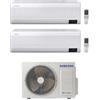 Samsung Climatizzatore Condizionatore Samsung Dual Split Inverter Serie Windfree Elite 9000+12000 Btu Con AJ040TXJ2KG/EU Gas R32 Wifi 9+12 A+++/A++