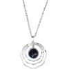 ASTER ALHELÍ Collana Donna con Pietra Naturale di Agata Nera - Ciondolo con Doppio Anello Placcato Platino e Catena in Acciaio Inossidabile - Gemma Semipreziosa Amuleto di Protezione ed Energia