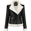 Parkourer Giacca da Donna Motociclista Pelle Super Morbida Zip Asimmetriche Giacca di Pelle All-in-one da Donna in Pelliccia Giacca Termica da Donna in Pile Manica Lunga