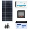 Kit solare fotovoltaico 100W 12V mono regolatore PWM 10A serie LS batteria AG...