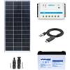 Kit solare fotovoltaico 100W 12V mono regolatore PWM 10A serie LS batteria AG...