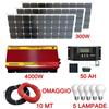 Kit Fotovoltaico 3KW Pannello Solare 300W Inverter 4000W regolatore 50 ah cavo