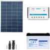 Kit solare fotovoltaico 100W 12V regolatore PWM 10A serie LS batteria AGM 100Ah