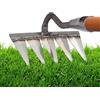 Smileshiney Rastrello Per Diserbo - 32mm Rastrello Giardino In Acciaio Al Carbonio,Rastrello Per Foglie,Zappa Diserbo Rastrello,Rastrello Diserbo,zappa Per Erbacce Allentamento/Semina, 5 Denti (senza Bastone)