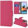 N NEWTOP Cover Compatibile per Xiaomi Redmi Note 10 5G, HQ Lateral Custodia Libro Flip Chiusura Magnetica Portafoglio Simil Pelle Stand (Fucsia)