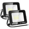 RIGIDON 2x 20W Luci da Esterno, 2000 Lumens Faretto Led, Fari di Sicurezza, Proiettore Led Esterno, Faretti LED Lampada Luce Bianca Freddo 6000K, IP66 Per Giardino Cortile Garage Piazza Officina