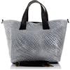 FIRENZE ARTEGIANI. Borsa da donna in vera pelle incisa camoscio intrecciata. Borsa Tote Made in Italy. Vera Pelle Italiana.35 x 15 x 23 cm, grigio., 32x14x23 cm.