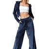 Eauptffy Tuta da Ginnastica Due Pezzi Casual Completo da Felpa con Cappuccio e Pantaloni Lunghi Completo Fitness Elegante Tuta di Ciniglia Sportwear Passeggiata Squisito