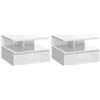 HOMCOM Set da 2 Comodini Sospesi da Camera da Letto, Comodini da Camera da Letto Moderni, con Cassetto e Mensola Superiore in Legno, 35x32x22.5cm, Bianco Lucido