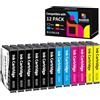 Hookink 12-Pezzi 603XL Cartucce Multipack Compatibili per Epson 603 XL per Epson XP-2100 XP-2150 XP-2155 XP-3100 XP-3150 XP-3155 XP-4150, WF-2810 WF-2820 WF-2830, 6 Nero 2 Ciano 2 Magenta 2 Giallo