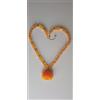 ARTIGIANALE Collana pietre preziose quarzo citrino giallo gioiello pendente rosa in ambra