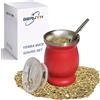 Beruth Zucca Bombilla Yerba Mate, set di tazza da tè in acciaio inossidabile da 8 once con coperchio multifunzionale, due cannucce e spazzole per la pulizia, tazza da caffè a doppia parete (Rosso)