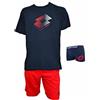 Lotto Completo Uomo Sportivo - T-Shirt + Pantaloncino + Boxer - Completo Uomo Estivo in Cotone - Pigiama Uomo Corto Estivo - Pigiama Uomo Estivo (1122 BLU + BOXER, L)