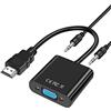 Vinmooog Adattatore HDMI a VGA Cavo HDMI su VGA adattatore hdmi vga,1080P cavo hdmi vga adattatore hdmi in Oro con porta audio da 3,5mm per Pc,Laptop,Proiettori,PS4/3