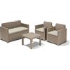 Keter Alabama Lounge Set, Mobili da Giardino con Divano 2 Posti, 2 Poltrone e Tavolino, Cappuccino