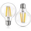 Genixgreen Dimmable E27 Lampadine LED,G80 12W Edison Lampadine Retro Stile Globe Filamento Bianco Caldo 2700K Lampadina decorativa,100W Equivalente,2000LM,Vetro Chiaro,Confezione da 2