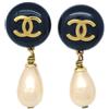 CHANEL Pre-Owned - Orecchini con logo CC 1994 - Donna - placcatura in oro/acrilico/plastica - Taglia unica - Nero