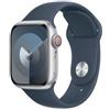Apple Watch Series 9 Cassa in alluminio argento 41mm Cinturino Sport Blu tempesta S/M (GPS + Cellular) | nuovo |