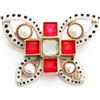 CHANEL Pre-Owned - Spilla Butterfly con finte perle 2016 - Donna - pietra/placcatura in oro - Taglia unica - Rosso
