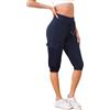 Bresdk Pantaloni Cargo Capri da Donna Pantaloni Sportivi a 3/4 Leggeri Cotone Jogging Pantalone con Tasche, Marrone Scuro, M