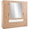 AVANTI TRENDSTORE-Floriana-armadio 5 ante, 3 specchiate e 6 cassetti. Quercia Artisan/bianco per camere da letto. Dimensioni LAP 212x213x60