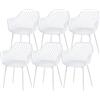 buybyroom Set di 6 sedie da pranzo, sedia da pranzo con bracciolo sedia in plastica sala da pranzo 41 x 55 x 84,5 cm, bianco