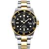 Alienwork Orologio Uomo Donna Argento Bracciale in Acciaio Oro Calendario Data Nero Elegante