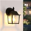 Pheashine Lampada da Parete Esterno E27, Vintage Applique da Esterno Lanterna da Parete Nero per PortaIngresso, Garage, Portico,Terrazza 60W Max