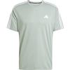 adidas Uomo Train Essentials 3-Stripes Training Tee, Silver Green/White, XS