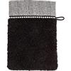 Möve Brooklyn - Guanto da Bagno in Tinta Unita con Bordo a Spina di Pesce, 15 x 20 cm, 85% Cotone, 10% Viscosa di cellulosa di bambù, 5% Lino, Colore: Nero