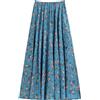 CAMILIFE Gonna lunga da donna in lino e cotone, motivo floreale, con tasche laterali, in vita elasticizzata, stile bohémien, stile retrò, vintage, lunghezza gonna 90 cm, taglia 34/36/38/40/42, C127 Patchwork