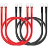 Yuhtech 4 Pz Cavo Batteria Auto 50cm Cavo Inverter Batteria 16mm² con Terminali ad Anello Filo di Rame per Camion, Motocicletta, Camper, Marina