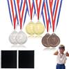 BAOSROY Medaglie per Bambini,6pcs Medaglie Numeriche,Medaglie in Metallo,Medaglie Premiazioni Metallo,Winner Medaglie Bambini,Medaglie Dorate e Argento con Nastri,per Giornata Sport, Gare Ginnastica