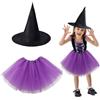 EUPSIIU Cappello Gonna Tutu Costume Halloween Donne Costume Da Strega Brillante Per Bambina Unisex di Halloween Carnevale Natale Capo Masquerade Costume Strega Set Cosplay da Mago (2 Pezzi)