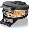 Cloer 180 Piastra per Waffle, 930 W, cialda a cuore 16 cm Ø, piastre di cottura pesanti, segnale acustico e spia di cottura, corpo in metallo verniciato nero